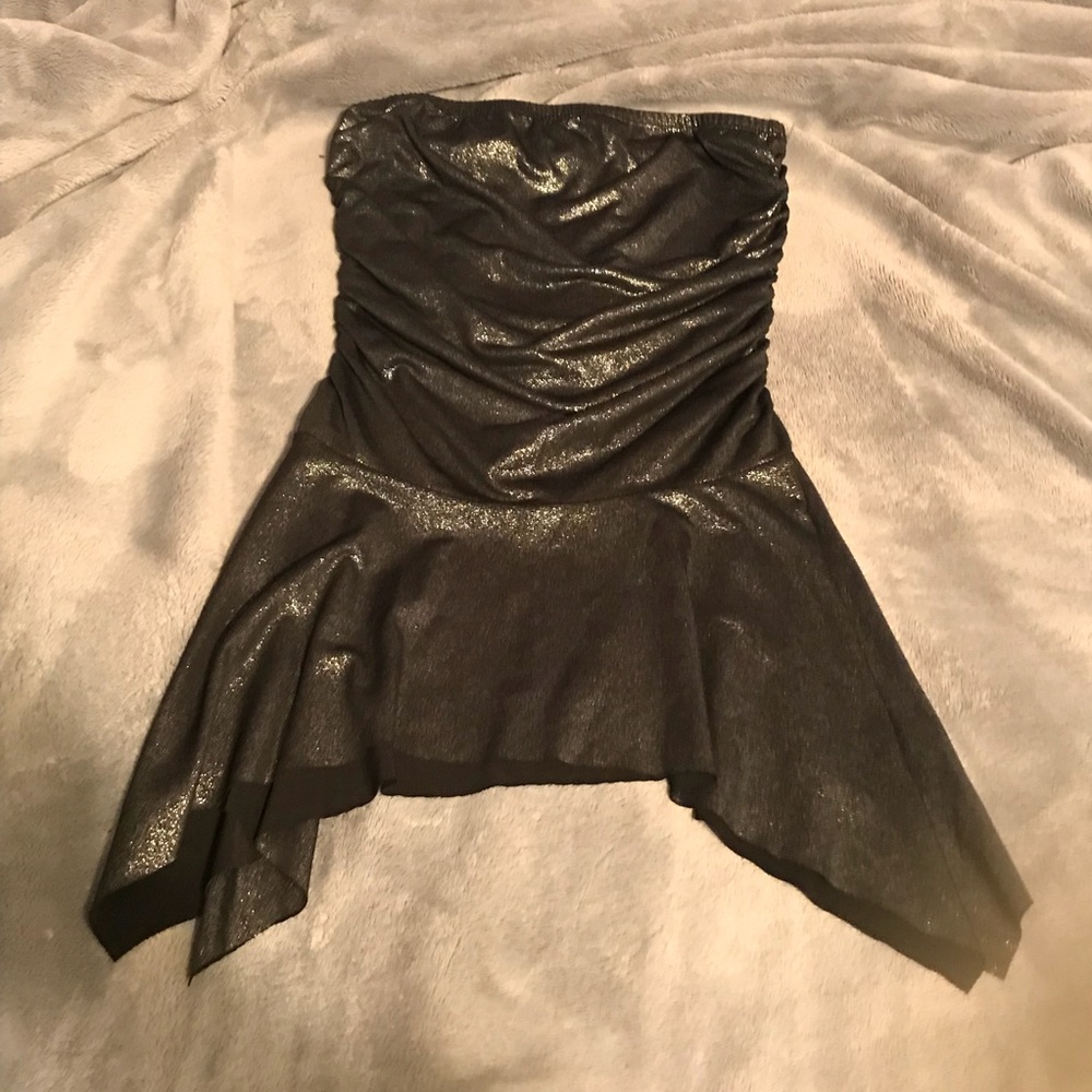 Silver glittery tube top club top